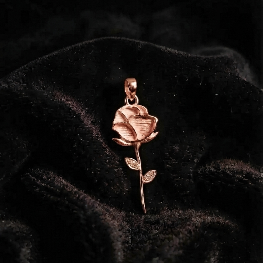 925 Sterling Silver Rose Flower Blank Bezel with CZ Setted Leaf Pendant Setting, Good for Resin & Ashes Work, Breastmilk/Keepsake, DIY Craft