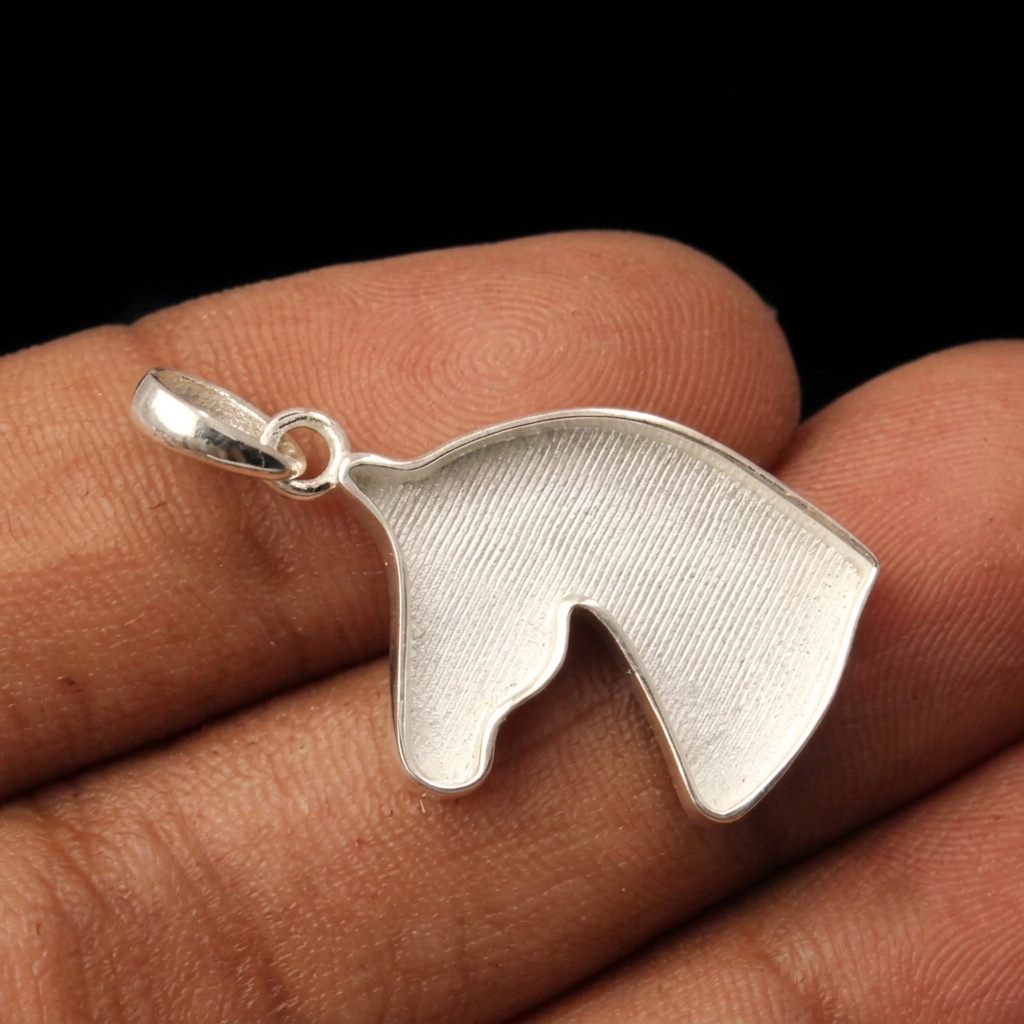 Horse Face 925 Sterling Silver, Good Luck Pendant, Breastmilk/Keepsake Blank Pendant, Good for Resin & Ashes Work, Horse Face Jewelry Crafts