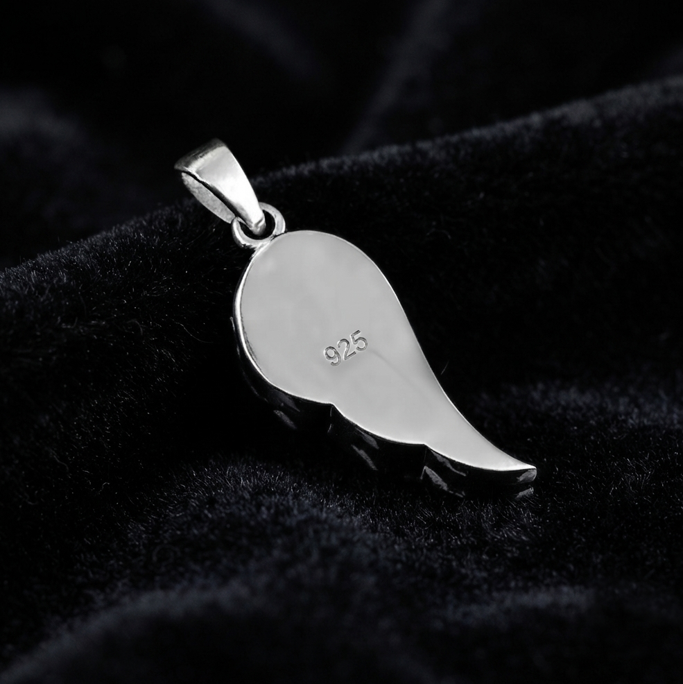 Angel Wing Shape 9x21mm Blank Bezel Pendant Setting, 925 Sterling Silver, Good for Resin & Ashes Work, Keepsake/Breastmilk DIY Craft, Locket