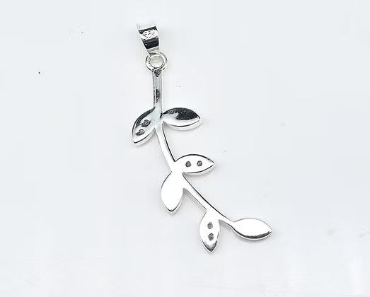 Olive Leaf Branch Marquise Blank Bezel with CZ, 925 Sterling Silver Pendant Setting, Good for Resin & Ashes Work, Keepsake/Breastmilk DIY
