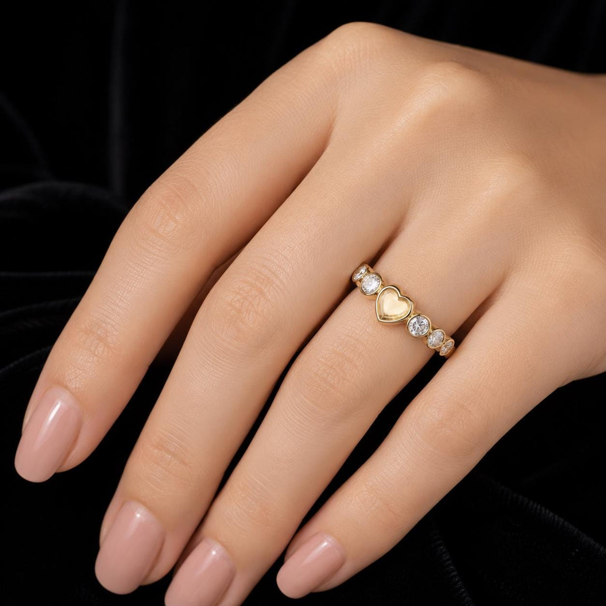 Heart 18k Gold Ring, 5mm Blank Bezel 4,3,2mm CZ Setted Ring, 925 Sterling Silver Designer Ring, Resin & Ashes Work, Breastmilk/Keepsake DIY