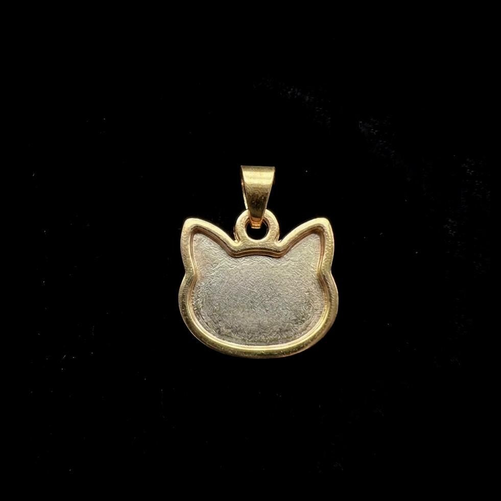 925 Sterling Silver Cat Head 12mm Blank Bezel Pendant Setting, Breastmilk/Keepsake, Good for Resin & Ashes Work,Memorial Cat Face, Pet Lover