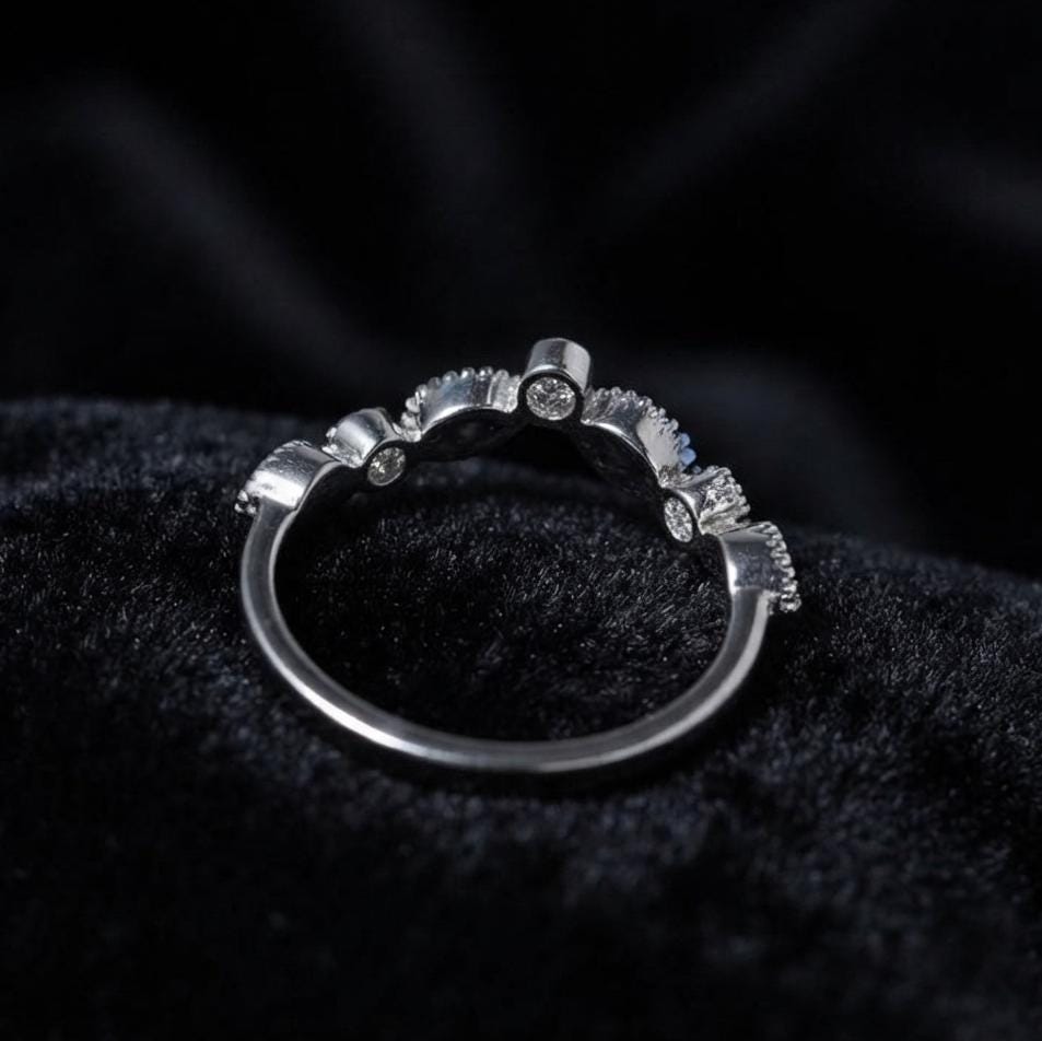 925 Sterling Solid Silver Marquise Blank Bezel with CZ Set Ring, Good for Resin & Ashes Breastmilk DIY Work, Keepsake Ring, Memorial Jewelry