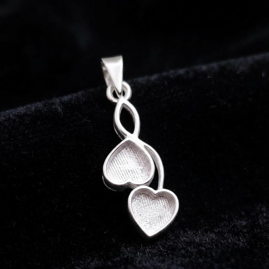 925 Sterling Solid Silver, 6mm Heart Shape Blank Bezel Pendant Setting, Good for Resin & Ashes Work, Keepsake/Breastmilk DIY, Locket Charms