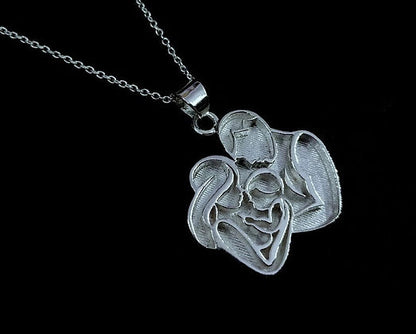 925 Sterling Silver Happy Family Blank Bezel Pendant Setting, For Pour Resin, Breastmilk DIY Crafts, Keepsake Jewelry, Memorial Jewellery