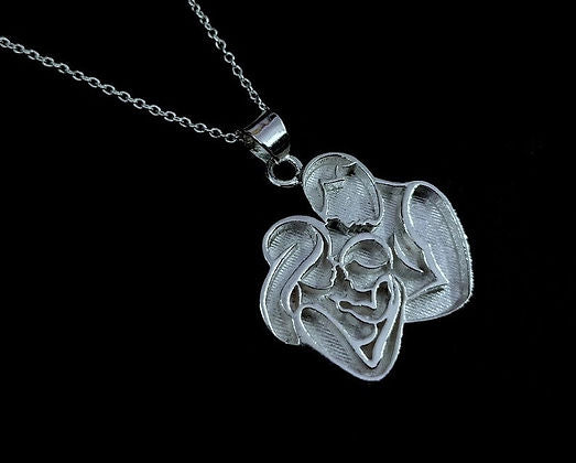 925 Sterling Silver Happy Family Blank Bezel Pendant Setting, For Pour Resin, Breastmilk DIY Crafts, Keepsake Jewelry, Memorial Jewellery