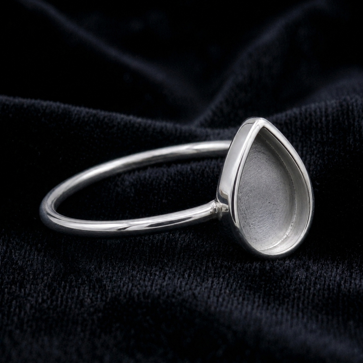 925 Sterling Silver 6x4mm to 20x15mm Pear Blank Bezel Ring DIY Crafts Settings Breastmilk/Keepsake, Good for Resin & Ashes Work, Handmade Memorial Ring