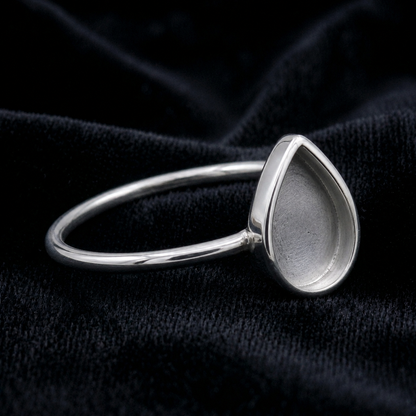 925 Sterling Silver 6x4mm to 20x15mm Pear Blank Bezel Ring DIY Crafts Settings Breastmilk/Keepsake, Good for Resin & Ashes Work, Handmade Memorial Ring