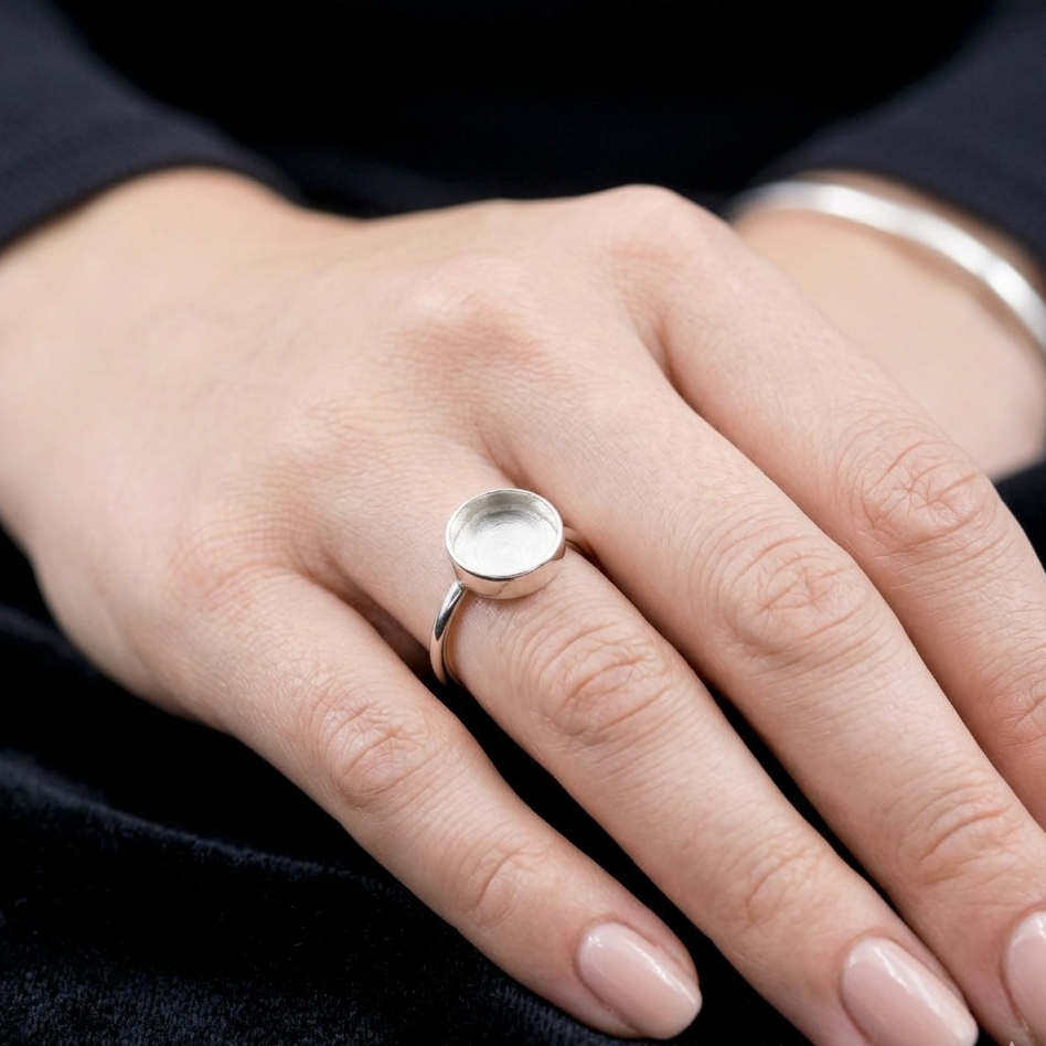 925 Sterling Silver 4mm to 25mm Round Blank Bezel Ring DIY Settings Breastmilk/Keepsake, Good for Resin & Ashes Work, Handmade Memorial Ring