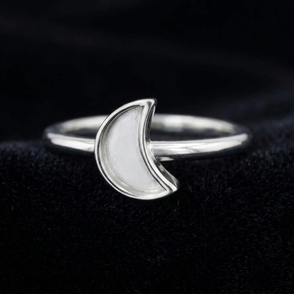 925 Sterling Silver, Crescent Half Moon Blank Bezel, Celestial Designer Ring, for Resin & Ashes Work, Breastmilk/Keepsake DIY, Gifts for her