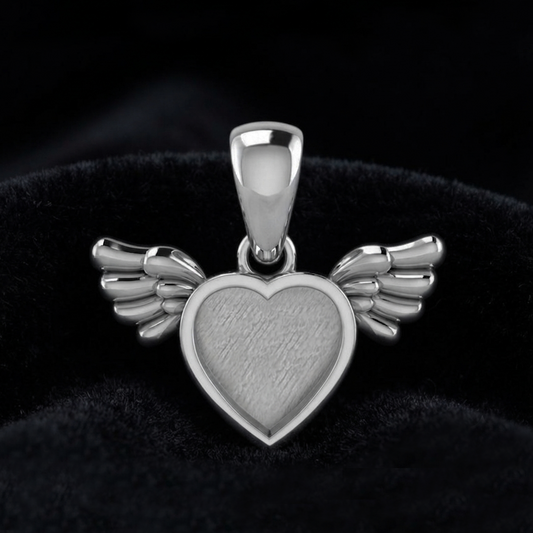 Angel Wings with Heart Shape Blank Bezel Pendant Setting, 925 Sterling Silver, Good for Resin & Ashes Work, Keepsake/Breastmilk DIY, Locket