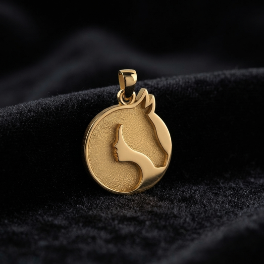 925 Sterling Silver Horse Face with Lady Empty Bezel, Lucky Pendant, Good for Horse Hair Resin & Ashes Work, Memorial Keepsake DIY Locket