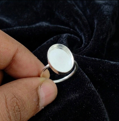 925 Sterling Silver 6x4mm to 20x15mm Oval Blank Bezel Ring DIY Crafts Settings Breastmilk/Keepsake, Good for Resin & Ashes Work, Handmade Memorial Ring