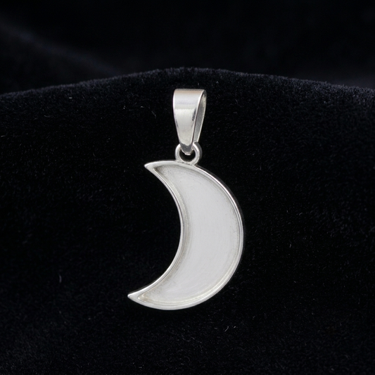 925 Sterling Silver Crescent Half Moon Blank Bezel Pendant Setting, Breastmilk Cremation/Keepsake, for Resin & Ashes, Celestial Memorial DIY