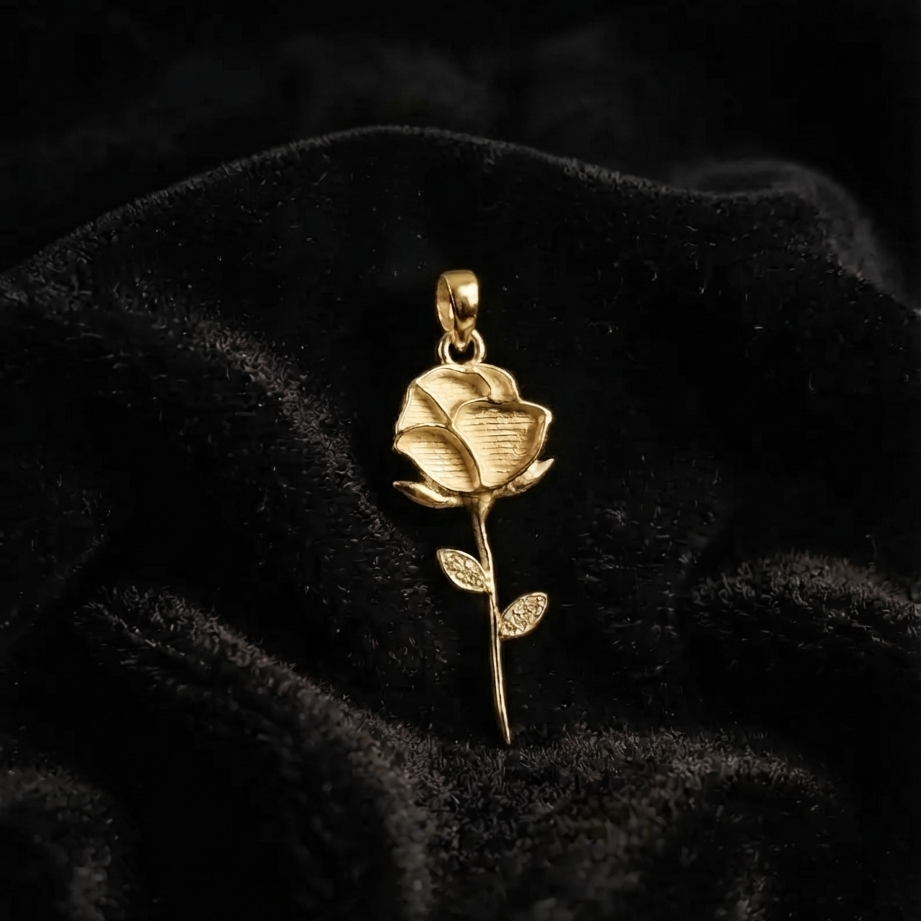 925 Sterling Silver Rose Flower Blank Bezel with CZ Setted Leaf Pendant Setting, Good for Resin & Ashes Work, Breastmilk/Keepsake, DIY Craft