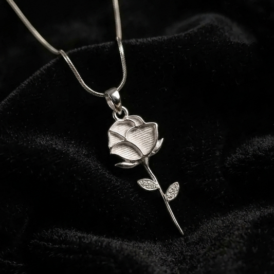 925 Sterling Silver Rose Flower Blank Bezel with CZ Setted Leaf Pendant Setting, Good for Resin & Ashes Work, Breastmilk/Keepsake, DIY Craft