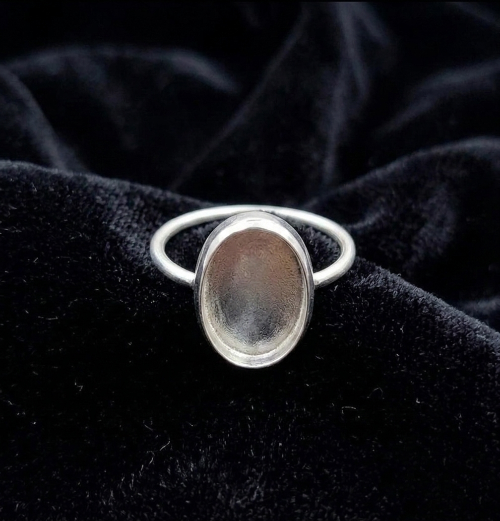 925 Sterling Silver 6x4mm to 20x15mm Oval Blank Bezel Ring DIY Crafts Settings Breastmilk/Keepsake, Good for Resin & Ashes Work, Handmade Memorial Ring