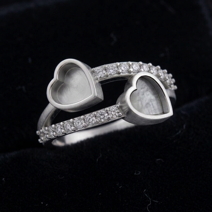 925 Sterling Solid Silver Heart Shape 6mm Blank Bezel with Zircon Setted Ring, Good for Stone, Resin & Ashes Work, Keepsake Breastmilk DIY