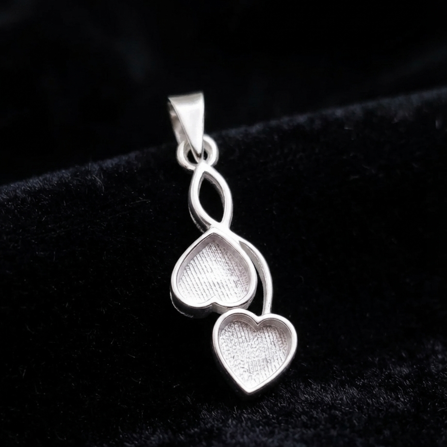 925 Sterling Solid Silver, 6mm Heart Shape Blank Bezel Pendant Setting, Good for Resin & Ashes Work, Keepsake/Breastmilk DIY, Locket Charm