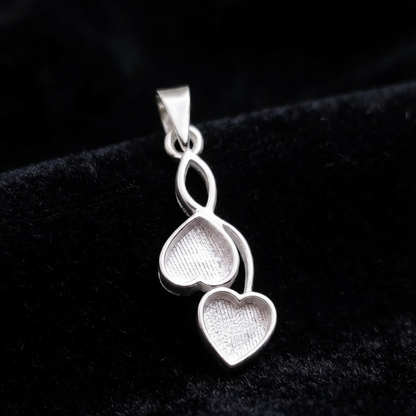925 Sterling Solid Silver, 6mm Heart Shape Blank Bezel Pendant Setting, Good for Resin & Ashes Work, Keepsake/Breastmilk DIY, Locket Charm