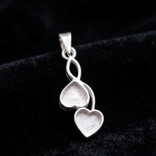 925 Sterling Solid Silver, 6mm Heart Shape Blank Bezel Pendant Setting, Good for Resin & Ashes Work, Keepsake/Breastmilk DIY, Locket Charm