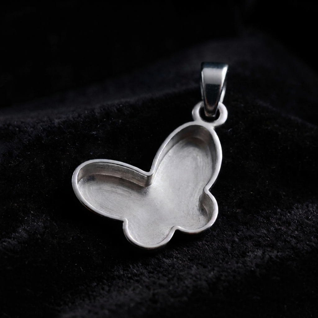 925 Sterling Solid Silver Butterfly Shape DIY Breastmilk/Keepsake Pendant Setting, Good for Resin & Ashes Work, Memorial Jewellery Crafts