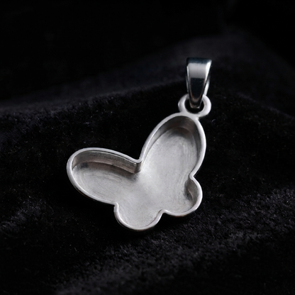 925 Sterling Solid Silver Butterfly Shape DIY Breastmilk/Keepsake Pendant Setting, Good for Resin & Ashes Work, Memorial Jewellery Crafts