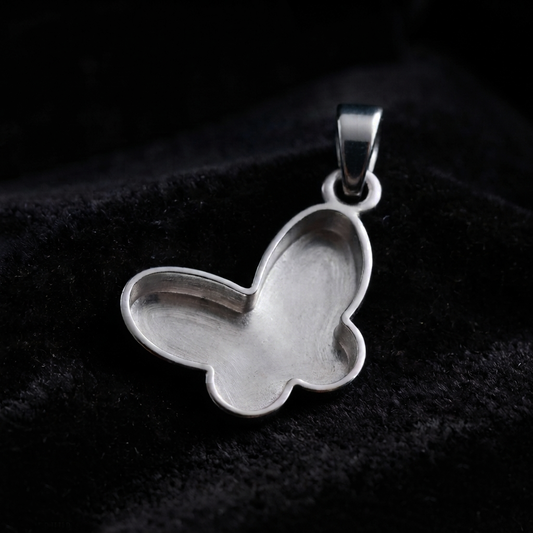 925 Sterling Solid Silver Butterfly Shape DIY Breastmilk/Keepsake Pendant Setting, Good for Resin & Ashes Work, Memorial Jewellery Crafts