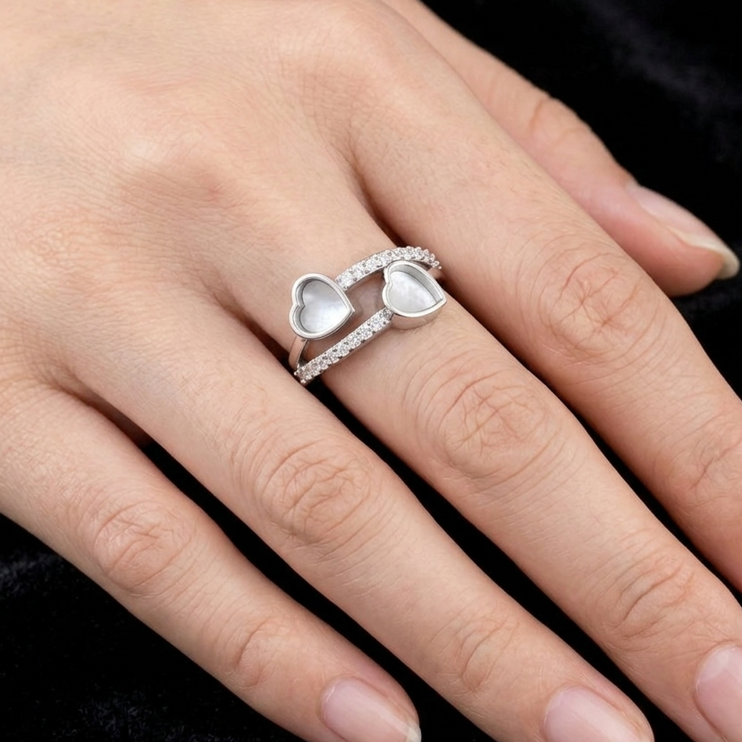 925 Sterling Solid Silver Heart Shape 6mm Blank Bezel with Zircon Setted Ring, Good for Stone, Resin & Ashes Work, Keepsake Breastmilk DIY