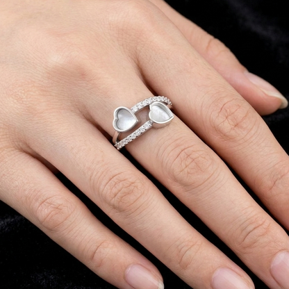 925 Sterling Solid Silver Heart Shape 6mm Blank Bezel with Zircon Setted Ring, Good for Stone, Resin & Ashes Work, Keepsake Breastmilk DIY