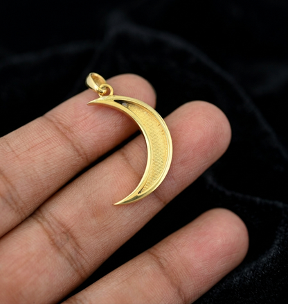 925 Sterling Solid Silver Crescent Moon Shape Breastmilk/Keepsake Pendant Setting, Good for Resin & Ashes Work, Memorial Locket, DIY Charms