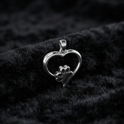 Heart with Dog Paw Blank Bezel Pendant Setting, 925 Sterling Silver, Good for Resin & Ashes Work, Breastmilk/Keepsake DIY Crafts, Pet Locket