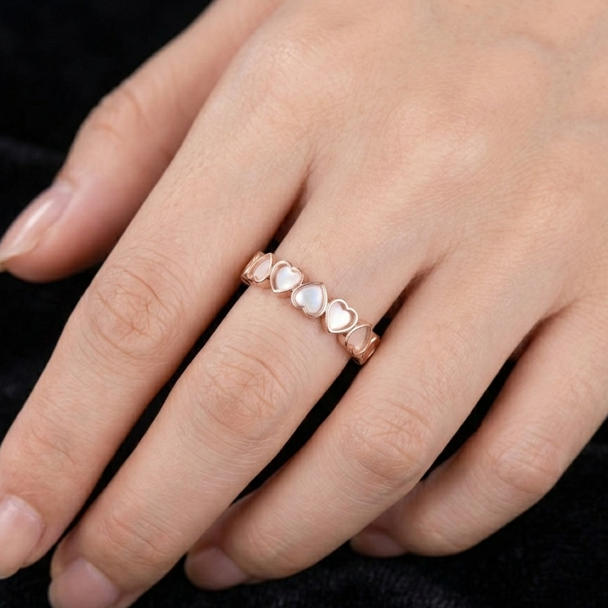 925 Sterling Solid Silver 5x5mm Heart Blank Bezel Half Eternity Ring, Good for Resin & Ashes Work, Breastmilk/Keepsake DIY, Crafts Supply