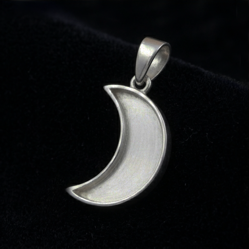 925 Sterling Silver Crescent Half Moon Blank Bezel Pendant Setting, Breastmilk Cremation/Keepsake, for Resin & Ashes, Celestial Memorial DIY