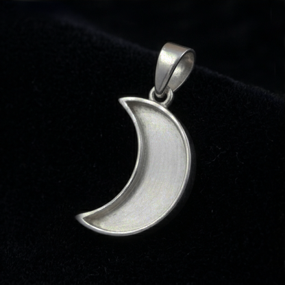 925 Sterling Silver Crescent Half Moon Blank Bezel Pendant Setting, Breastmilk Cremation/Keepsake, for Resin & Ashes, Celestial Memorial DIY