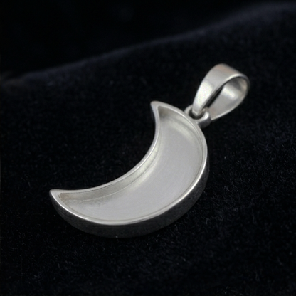 925 Sterling Silver Crescent Half Moon Blank Bezel Pendant Setting, Breastmilk Cremation/Keepsake, for Resin & Ashes, Celestial Memorial DIY