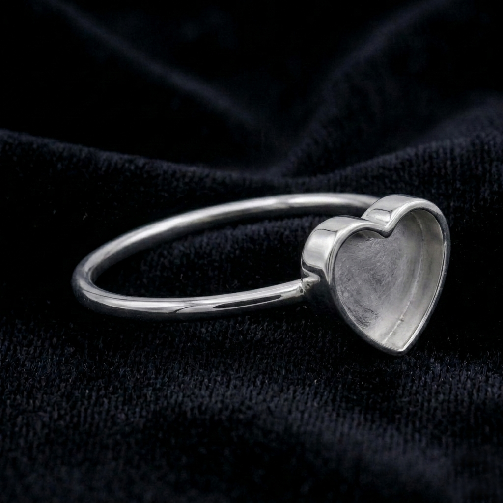 925 Sterling Silver 4mm to 25mm Heart Blank Bezel Ring DIY Settings Breastmilk/Keepsake, Good for Resin & Ashes Work, Handmade Memorial Ring