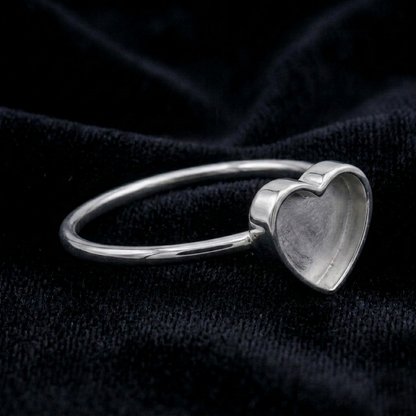 925 Sterling Silver 4mm to 25mm Heart Blank Bezel Ring DIY Settings Breastmilk/Keepsake, Good for Resin & Ashes Work, Handmade Memorial Ring