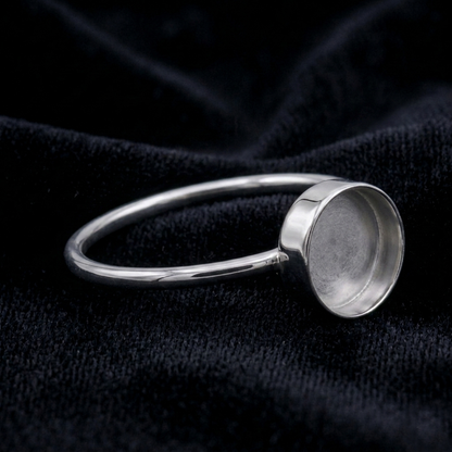 925 Sterling Silver 4mm to 25mm Round Blank Bezel Ring DIY Settings Breastmilk/Keepsake, Good for Resin & Ashes Work, Handmade Memorial Ring