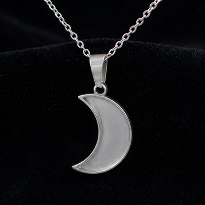 925 Sterling Silver Crescent Half Moon Blank Bezel Pendant Setting, Breastmilk Cremation/Keepsake, for Resin & Ashes, Celestial Memorial DIY