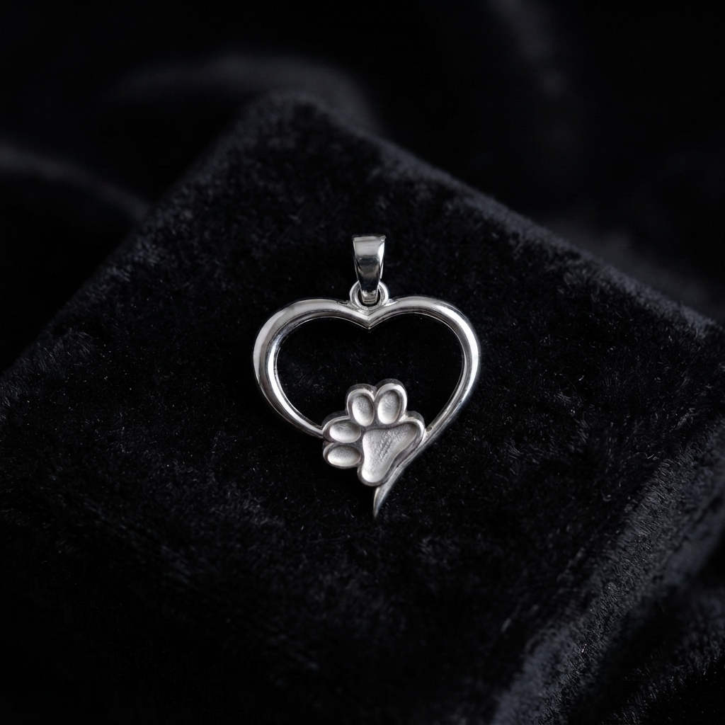 Heart with Dog Paw Blank Bezel Pendant Setting, 925 Sterling Silver, Good for Resin & Ashes Work, Breastmilk/Keepsake DIY Crafts, Pet Locket