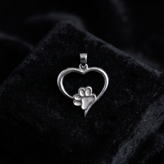 Heart with Dog Paw Blank Bezel Pendant Setting, 925 Sterling Silver, Good for Resin & Ashes Work, Breastmilk/Keepsake DIY Crafts, Pet Locket