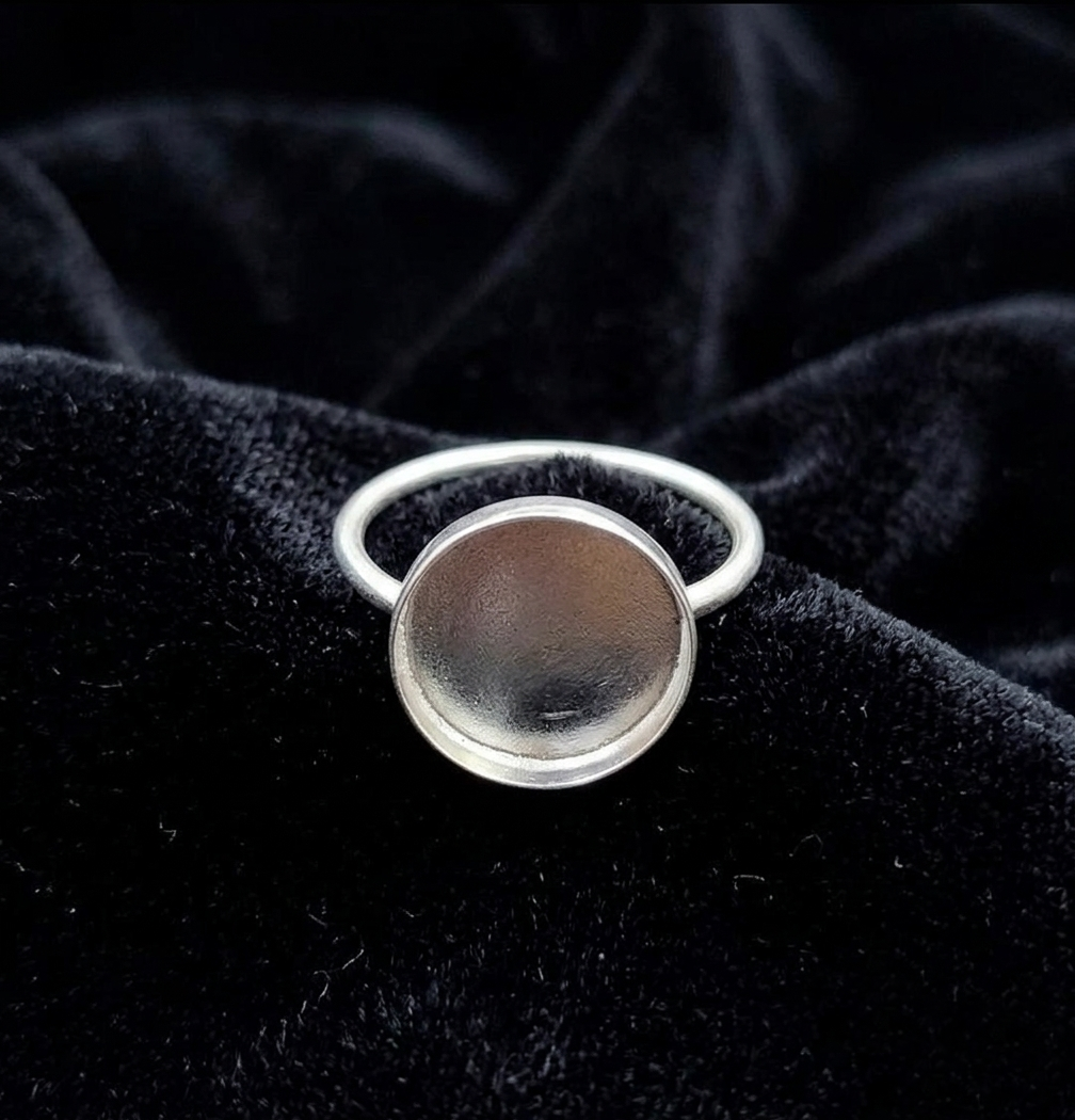 925 Sterling Silver 4mm to 25mm Round Blank Bezel Ring DIY Settings Breastmilk/Keepsake, Good for Resin & Ashes Work, Handmade Memorial Ring