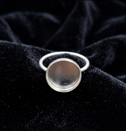 925 Sterling Silver 4mm to 25mm Round Blank Bezel Ring DIY Settings Breastmilk/Keepsake, Good for Resin & Ashes Work, Handmade Memorial Ring