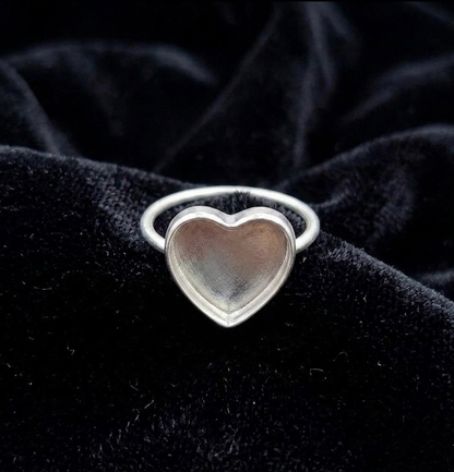 925 Sterling Silver 4mm to 25mm Heart Blank Bezel Ring DIY Settings Breastmilk/Keepsake, Good for Resin & Ashes Work, Handmade Memorial Ring