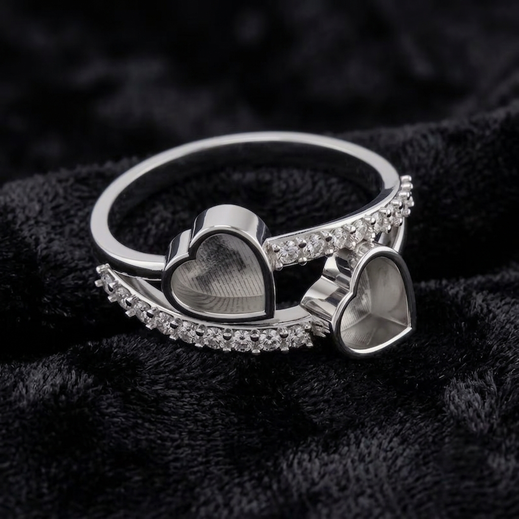 925 Sterling Solid Silver Heart Shape 6mm Blank Bezel with Zircon Setted Ring, Good for Stone, Resin & Ashes Work, Keepsake Breastmilk DIY