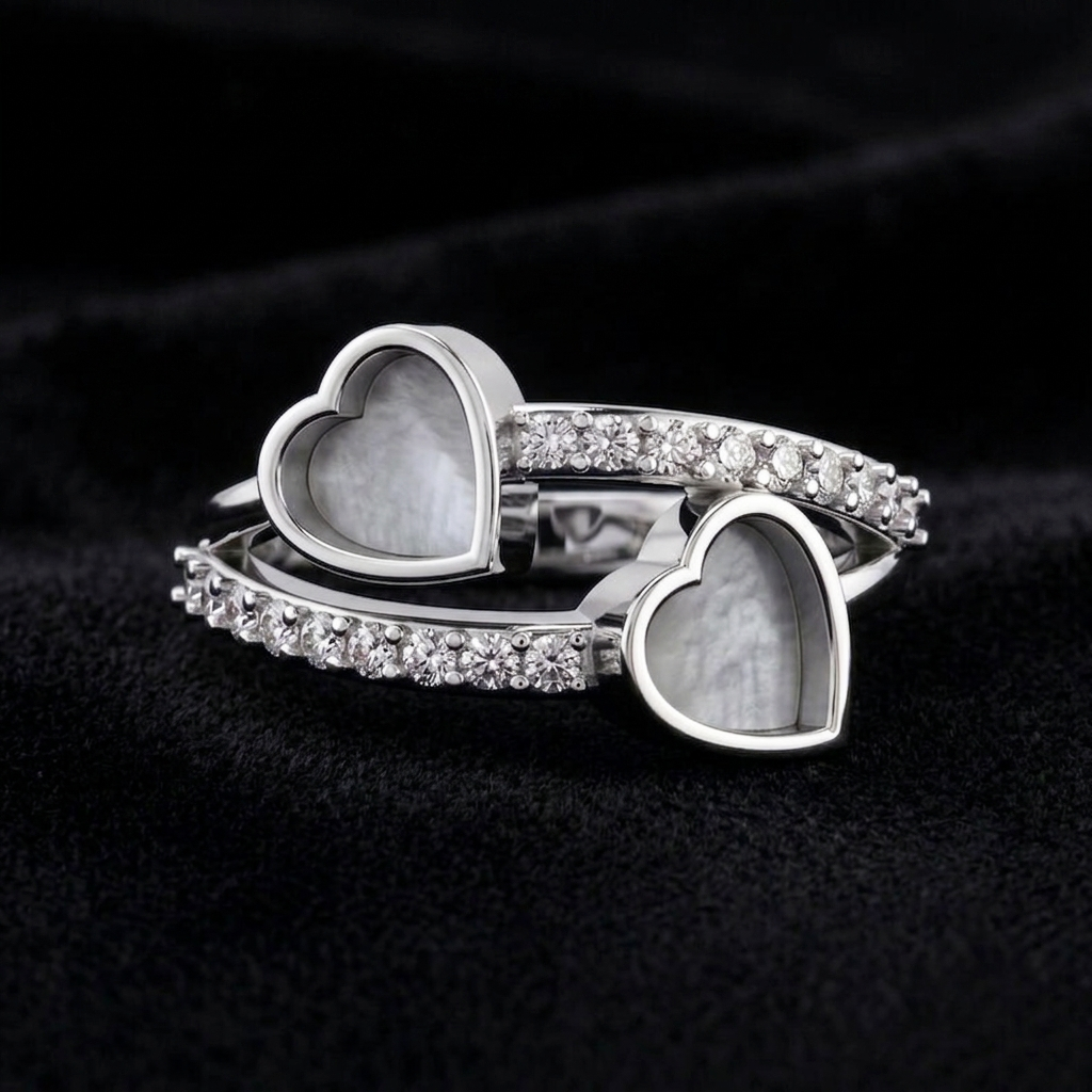 925 Sterling Solid Silver Heart Shape 6mm Blank Bezel with Zircon Setted Ring, Good for Stone, Resin & Ashes Work, Keepsake Breastmilk DIY