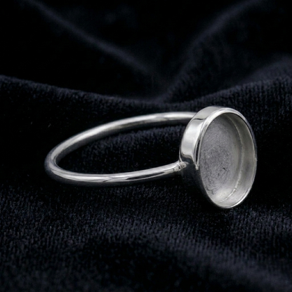 925 Sterling Silver 6x4mm to 20x15mm Oval Blank Bezel Ring DIY Crafts Settings Breastmilk/Keepsake, Good for Resin & Ashes Work, Handmade Memorial Ring
