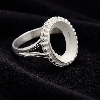 925 Sterling Silver 6x4mm to 20x15mm Oval Blank Bezel Designer Ring DIY Crafts Settings Breastmilk/Keepsake, Good for Resin & Ashes Work, Handmade Memorial Ring