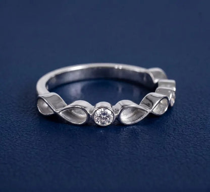 925 Sterling Silver Pear Blank Bezel with 3mm CZ Setted Half Eternity Band Ring, Good for Resin & Ashes Work, Breastmilk Keepsake DIY Crafts